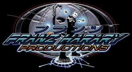 Franz Harary Productions logo — illusionist silhouette inside a clockwork emblem